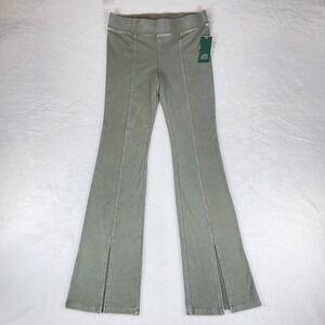 Wild Fable Flare Leggings Womens Small Light Gray Ribbed Ankle Slit High-Waisted